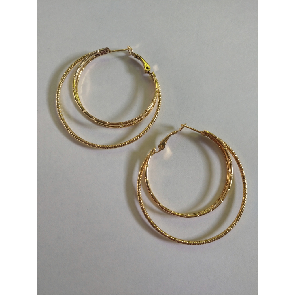 Gold Color Double Hoop Earrings